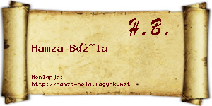 Hamza Béla névjegykártya